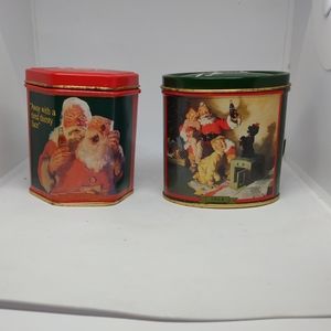 Lot Set of 2 vintage Coca-Cola Candles in Collector Metal Tins 1986 & 1991